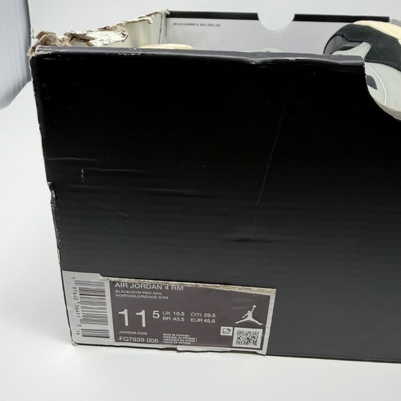 Air Jordan 4 RM Black/Gym Red/Sail/Coconut Sneakers Mens 11.5 - NWT FQ7939 006 - Picture 14 of 16